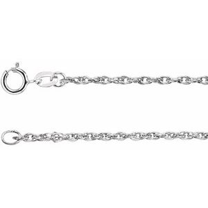 Rhodium-Plated Sterling Silver 1.5 mm Rope 16-18-20-24 Chain