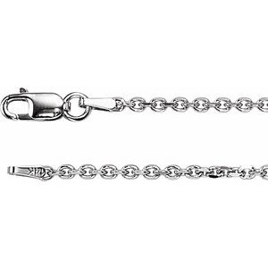 14K White 1.75 mm Diamond-Cut Cable 16 Chain