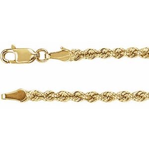 14K Yellow 3 mm Rope 18" Chain