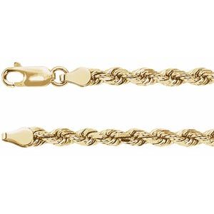 14K Yellow 3.9 mm Diamond-Cut Rope 16" Chain