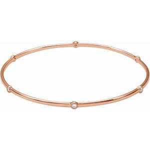 14K Rose 1/4 CTW Natural Diamond Bezel-Set Bangle 8" Bracelet
