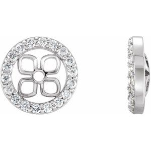 14K White 8 mm ID 3/8 CTW Natural Diamond Earring Jackets