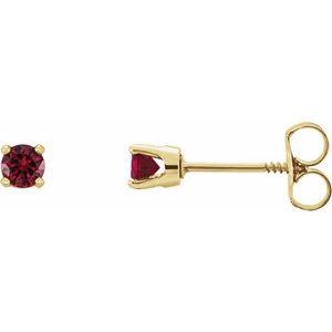 14K Yellow Natural Mozambique Garnet Youth Earrings