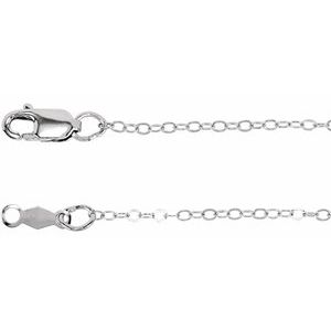 Rhodium-Plated Sterling Silver 1.3 mm Flat Cable 16-18-20-24 Chain