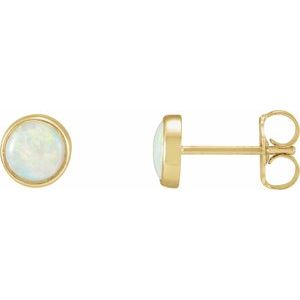 14K Yellow Natural White Opal Earrings