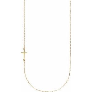 10K Yellow Off-Center Sideways Cross 16" Necklace
