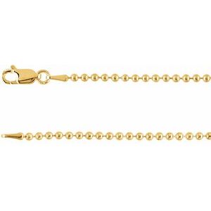 14K Yellow Gold-Filled 2 mm Hollow Bead 7-16-18-20-24 Chain