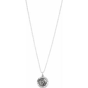 Sterling Silver 25 mm St. Christopher Medal 24” Necklace