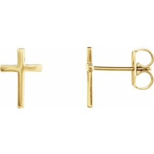 14K Yellow 10 mm Cross Earrings