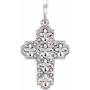 Sterling Silver Ornate Floral-Inspired Cross Pendant