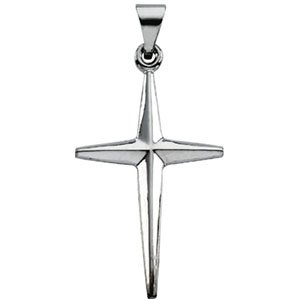 14K White 31x17.5 mm Cross Pendant