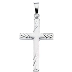 14K White 24x16 mm Cross Pendant