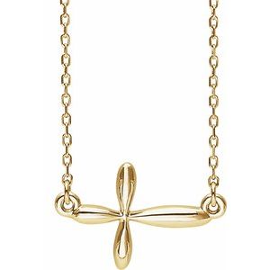 14K Yellow Sideways Cross 16-18" Necklace