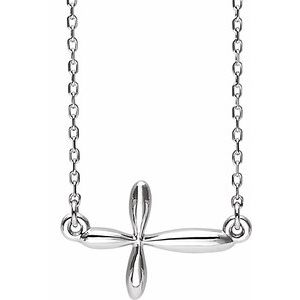 Sterling Silver Sideways Cross 16-18" Necklace
