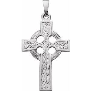 14K White Celtic-Inspired Cross Pendant