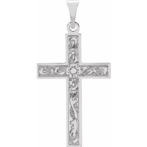 14K White 22x14 mm Cross Pendant
