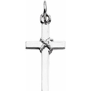 14K White 16x9.5 mm Cross Pendant