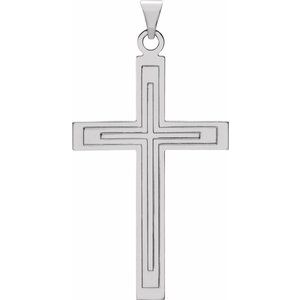 Sterling Silver 39x25 mm Cross Pendant