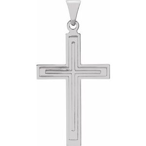 14K White 28x18 mm Cross Pendant