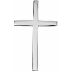 14K White 25.7x15.7 mm Cross Pendant
