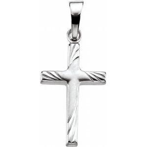 14K White 17.5x12 Cross Pendant