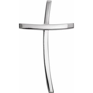 14K White 32x19.25 mm Cross Pendant