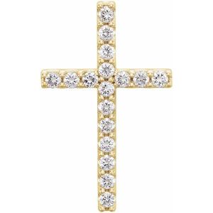 14K Yellow 1/4 CTW Natural Diamond Petite Cross Pendant
