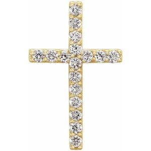 14K Yellow 1/6 CTW Lab-Grown Diamond Petite Cross Pendant