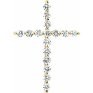 14K Yellow 1/3 CTW Lab-Grown Diamond Cross Pendant