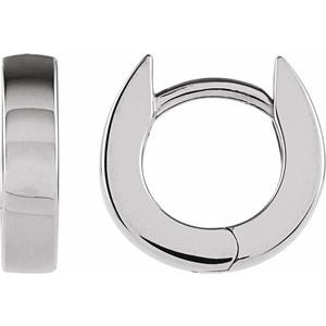14K White Hinged 10.2 mm Hoop Earrings