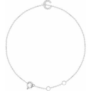 14K White .04 CTW Natural Diamond Initial C 6-7 Bracelet