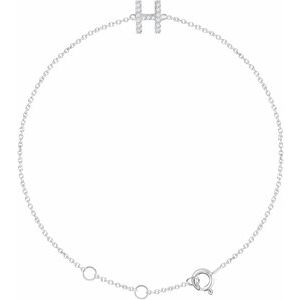 14K White .06 CTW Natural Diamond Initial H 6-7 Bracelet