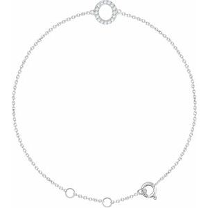14K White .06 CTW Natural Diamond Initial O 6-7 Bracelet