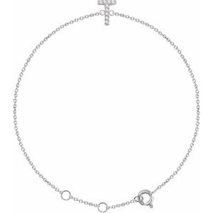 14K White .05 CTW Natural Diamond Initial T 6-7 Bracelet