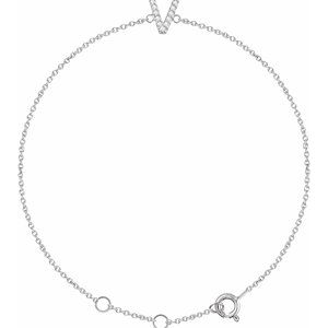 14K White .05 CTW Natural Diamond Initial V 6-7 Bracelet