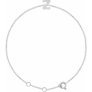 14K White .06 CTW Natural Diamond Initial Z 6-7" Bracelet