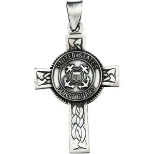 Sterling Silver U.S. Coast Guard Cross 24" Necklace
