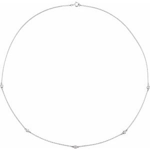 14K White 1/4 CTW Natural Diamond 5-Station 18" Necklace