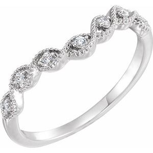 14K White .07 CTW Natural Diamond Contour Band