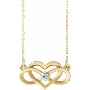 14K Yellow 1/10 CTW Natural Diamond Infinity-Inspired Heart 16-18 Necklace