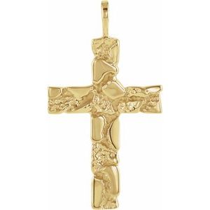 14K Yellow Nugget Cross Pendant