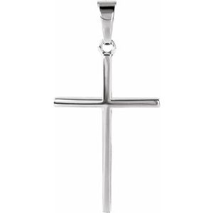 14K White 22.75x15 mm Cross Pendant
