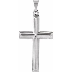 14K White 24x14 mm Cross Pendant