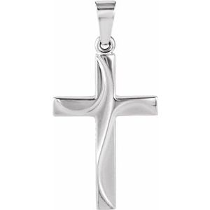 14K White 21x14 mm Cross Pendant