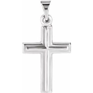 14K White 17x12 mm Cross Pendant