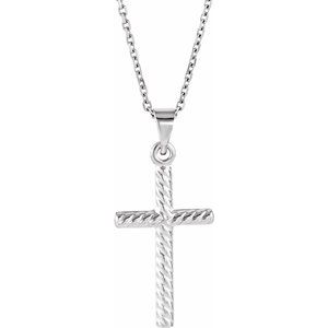 Sterling Silver Rope Cross 18" Necklace