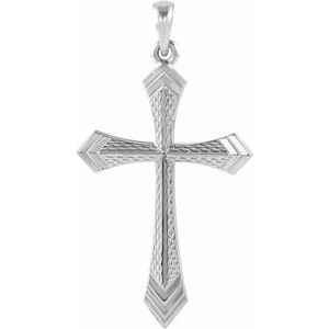 14K White 32x21 mm Cross Pendant