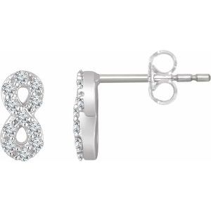 14K White 1/6 CTW Natural Diamond Infinity Earrings