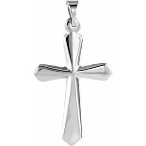 14K White 22.5x16 mm Cross Pendant