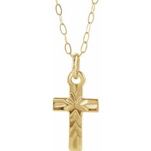 14K Yellow 9.5x6.5 mm Cross 15" Necklace